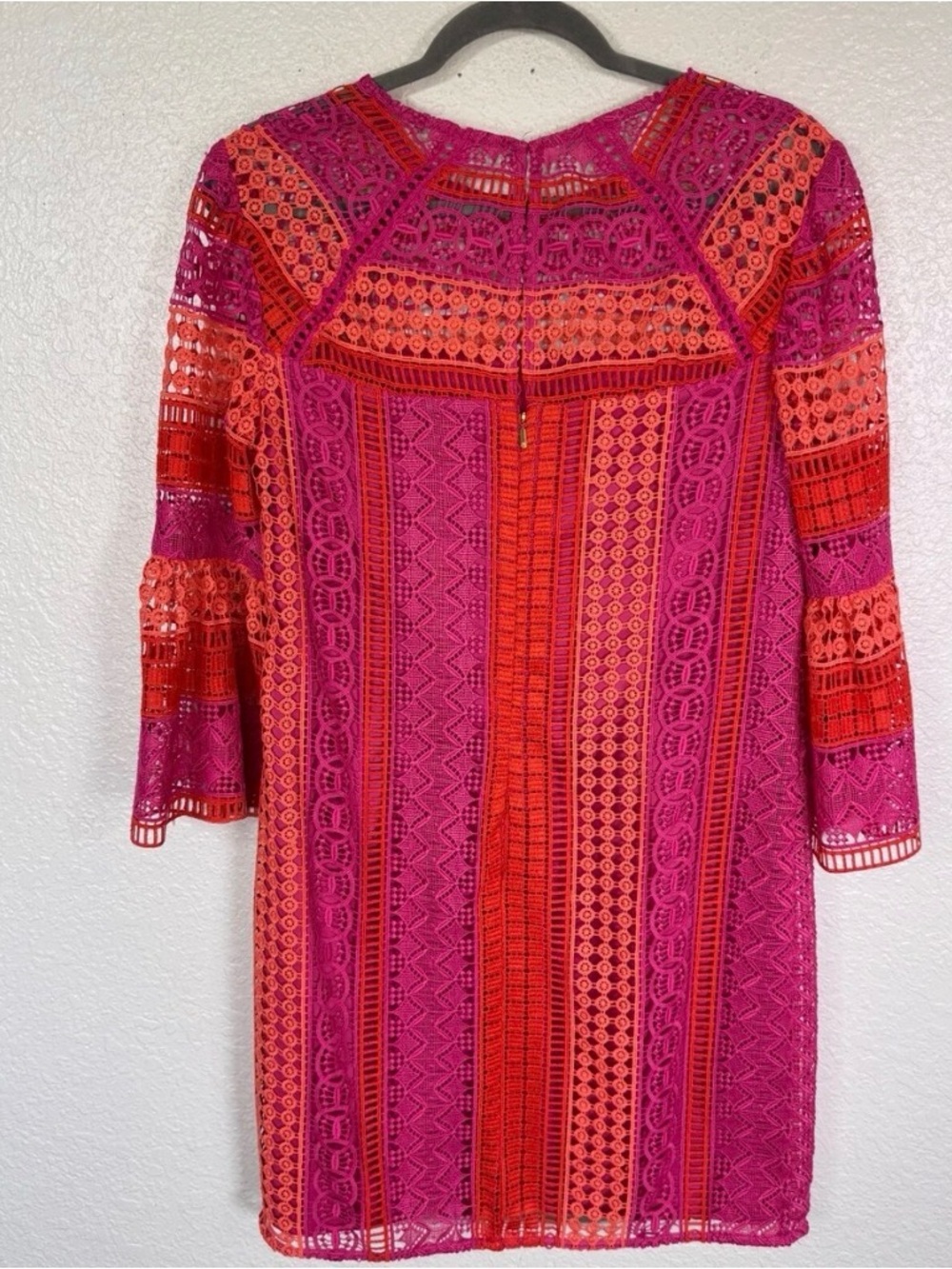 Trina Turk Dress Womens Cambria Crochet Shift Boho Resort Vacation Cruise Pink